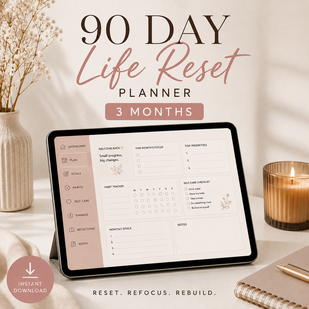 90-Day Life Reset Planner – 3 Months